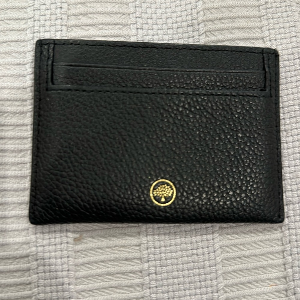 EUC Mulberry credit card slip black leather with gold details
